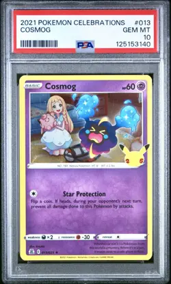 PSA 10 Cosmog 013/025 Celebrations Holo 25th Anniversary Pokemon 2021 Lillie - Image 1