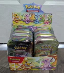 Pokemon Prismatic Evolutions Mini Tin Display Box Full Set 8 Tins - Fast Ship - Image 1
