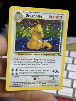 #3 Dragonite 4/62 Fossil 1999 Holo Rare WOTC Pokemon Card TCG - Image 3