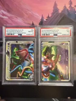 2010 POKEMON HG & SS RAYQUAZA & DEOXYS LEGEND-HOLO-UNDAUNTED PSA 7/8 Sequential - Image 1
