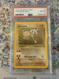 1999 Pokemon Fossil Hitmonlee Holo #7 PSA 8 NM-MT Cert# 139029165 - Image 2