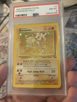 1999 Pokemon Fossil Hitmonlee Holo #7 PSA 8 NM-MT Cert# 139029165 - Image 4