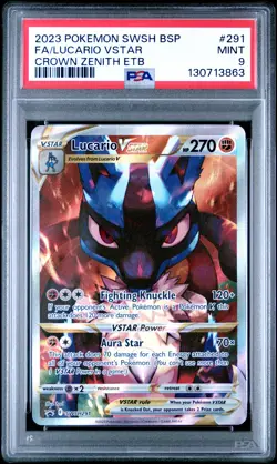 2023 POKEMON SWSH BLACK STAR PROMO #291 FULL ART/LUCARIO VSTAR PSA 9 - Image 1