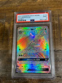 Pokemon 2017 Sun Moon Full Art Secret LURANTIS GX #150 PSA 9 Mint RARE 2 - Image 1