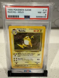 PSA 8 Raichu 014/102 Base Set Holo NM-MT Pokemon #14 - Image 1