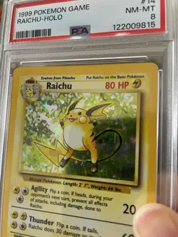 Pokemon TCG Raichu Base Set Holo Rare Card 14/102 PSA 8 NM-MT - Image 2