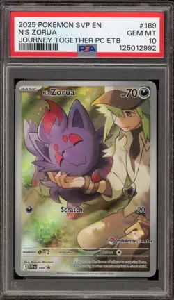 Pokemon Center Stamp Promo N's Zorua Journey Together ETB SVP EN 189 PSA 10 - Image 1