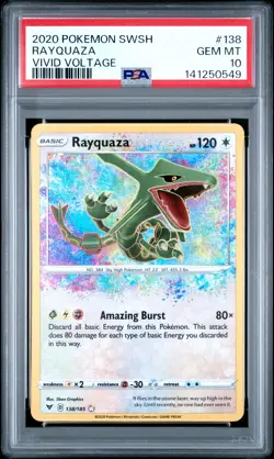 2020 POKEMON SWORD & SHIELD VIVID VOLTAGE #138 RAYQUAZA PSA 10 - Image 1