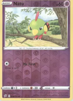 Natu Reverse Holo Pokemon tcg SWSH02: Rebel Clash #076/192 - Image 1