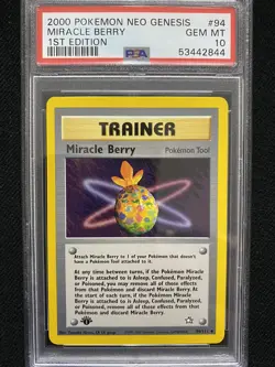 2000 Pokemon Neo Genesis 1st Edition Miracle Berry 94/111 PSA 10 Gem Mint - Image 1