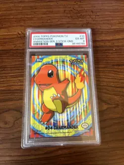 2000 Topps Pokemon TV Animation Series 2 Stick-Ons Charmander PSA 6 - Image 1