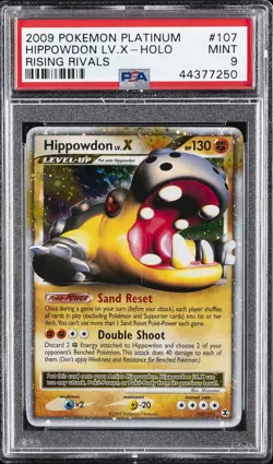 2009 POKEMON PLATINUM RISING RIVALS #107 HIPPOWDON LV.X-HOLO PSA 9 - Image 1