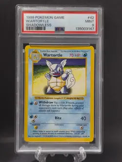 Pokemon Base Set Shadowless Wartortle 42/102 PSA 9 - Image 1