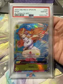 One Piece CCG Nami Special Alternate Art OP08-106 PSA 10 Two Legends - Image 1