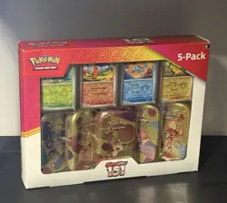 Pokemon 151 Scarlet Violet Costco 5-Pack Mini Tin Bundle Exclusive New & Sealed - Image 3