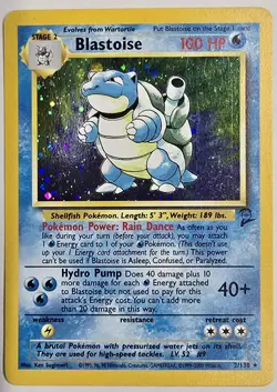 Pokemon Blastoise Base Set 2 Holo Rare Card 2/130 English 100 HP - Image 1