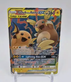 Pokemon TCG Unified Minds Holo Card Raichu Alolan GX 54/236 NM Condition - Image 1