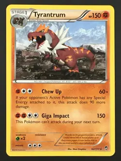 Pokemon TCG Tyrantrum 62/111 Regular Non Holo Rare XY Furious Fists NM - Image 1