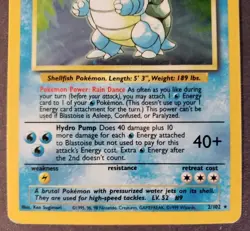 Pokemon TCG Blastoise Base Set Holo Unlimited Rare Card 2/102 WOTC MP - Image 2