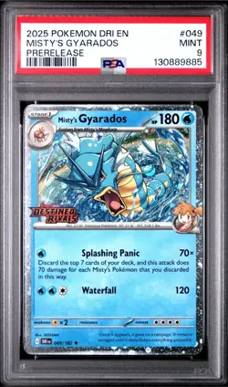 2025 POKEMON DRI EN-DESTINED RIVALS PRERELEASE #049 MISTY'S GYARADOS PSA 9 - Image 1
