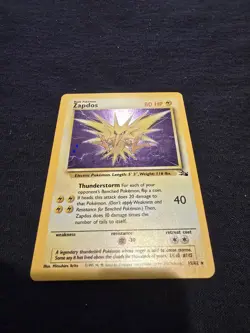 Pokemon TCG Zapdos 15/62 Fossil Unlimited Holo Rare LP - Image 1