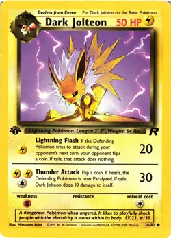 Pokemon TCG Dark Jolteon Team Rocket 1st Edition 38/82 LP - Image 1