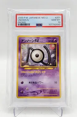PSA 10 GEM MINT Unown N #201 Neo 2 File Promo Japanese 2000 Pokemon Card Pokemon - Image 1