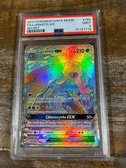 Pokemon 2017 Sun Moon Full Art Secret LURANTIS GX #150 PSA 9 Mint RARE - Image 1
