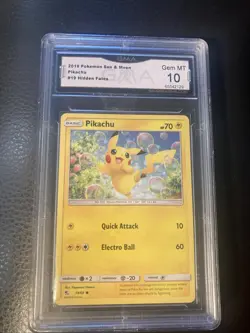 2019 Pokemon Cards promo Holo 19/68 pikachu GMA. Graded 10 Hidden Dates - Image 1