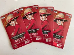 4x ENGLISH One Piece CCG: Carrying On His Will - Sleeved Booster Pack lot OP-13 - Image 1