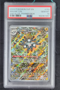 2024 Pokemon SV Promo Surging Sparks Center ETB Alt Art Magneton #159 PSA 10 - Image 1