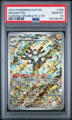 2024 POKEMON SURGING SPARKS POKEMON CENTER ETB PROMO #159 MAGNETON PSA 10 - Image 1