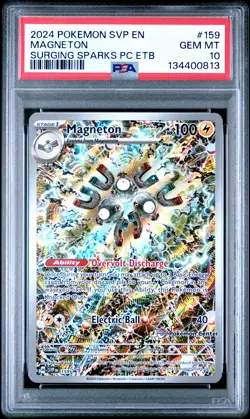 2024 POKEMON SVP SURGING SPARKS POKEMON CENTER ETB PROMO #159 MAGNETON PSA 10 - Image 1