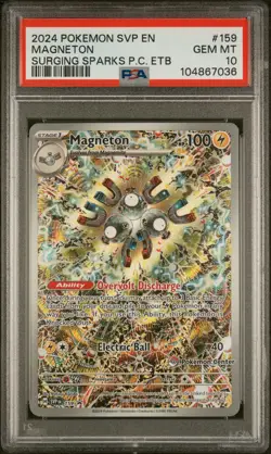 2024 POKEMON SURGING SPARKS POKEMON CENTER ETB PROMO SVP #159 MAGNETON PSA 10 - Image 1