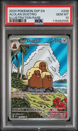 PSA 10 Alolan Dugtrio 208/191 Surging Sparks Illustration Rare Pokemon Card - Image 1