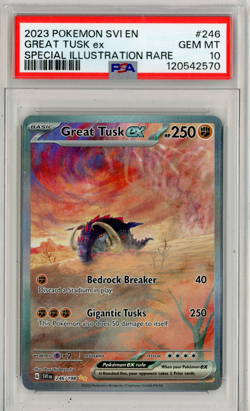 PSA 10 Great Tusk EX 246/198 Scarlet & Violet Base Set SIR Pokemon TCG - Image 1