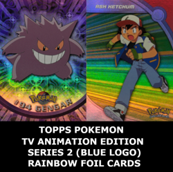 Topps Pokemon TV Animation Series 2 - RAINBOW FOIL HOLO Blue Logo Card Singles - Image 1