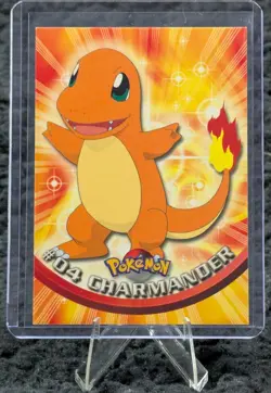 #04 Charmander 1999 TOPPS Pokemon TV Animation Edition Black Label Vintage MP - Image 1