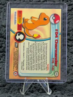 #04 Charmander 1999 TOPPS Pokemon TV Animation Edition Black Label Vintage MP - Image 2