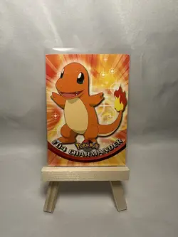 #04 CHARMANDER BLACK Logo Pokemon Topps TV Animation Edition Card 1999 2000 - Image 1
