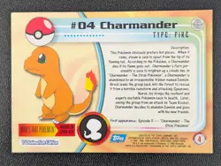 Charmander #04 Topps TV Animation Edition Blue Label Pokemon Card (LP/MP) - Image 2