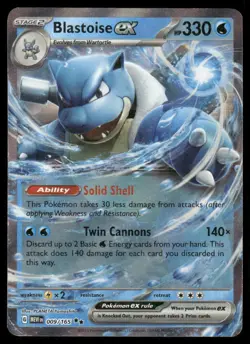 Pokemon Cards Blastoise ex 009/165 151 Double Rare NM *5 - Image 1