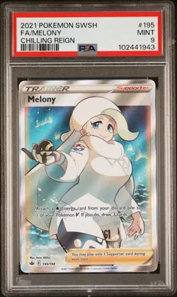 2021 Pokemon Sword & Shield Chilling Reign #195 Full Art Melony PSA 9 Card MINT! - Image 1