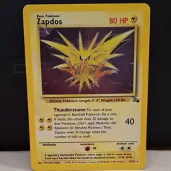 Pokemon TCG Zapdos Holo Rare Card 15/62 Fossil Base Set, Vintage 1999 LP WOTC - Image 1