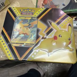 Pokemon TCG: V Powers Tin PIKACHU NEW Factory Sealed Tin 5 booster packs N635 - Image 1