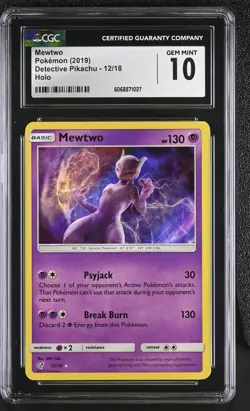 Pokemon Mewtwo 12/18 Holo Detective Pikachu - CGC 10 - Image 1