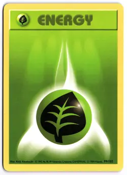 Pokemon Grass Energy Common Base Set (Shadowless) 099/102 LP - Image 1
