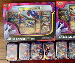 Sealed LOT Pokemon MEGA EVOLUTIONS Mega Latias EX Box Mini Tin 3 Pack Blister - Image 3