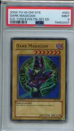 YUGIOH 2004 Dark Magician SYE-001 Super Rare 1st Edition PSA 9 - Image 1
