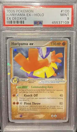 Pokemon TCG 2005 Hariyama EX 100/107 EX Deoxys PSA 9 - Image 1